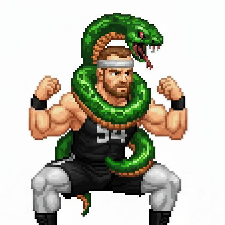 JUSSI HYYRYNEN - Finnish Hero with Big Snake - WÖYH FIGHTER II - 1990s Arcade Game created by Peki Sinikoski